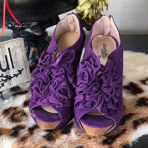 NWT Purple Velvet Platform Low Bootie